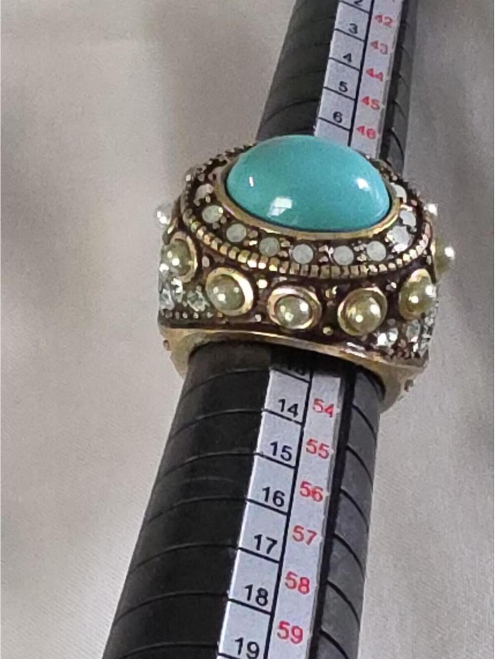 Heidi Daus Turquoise & Swarovski Crystal Ring Sz 6 - Picture 6 of 6